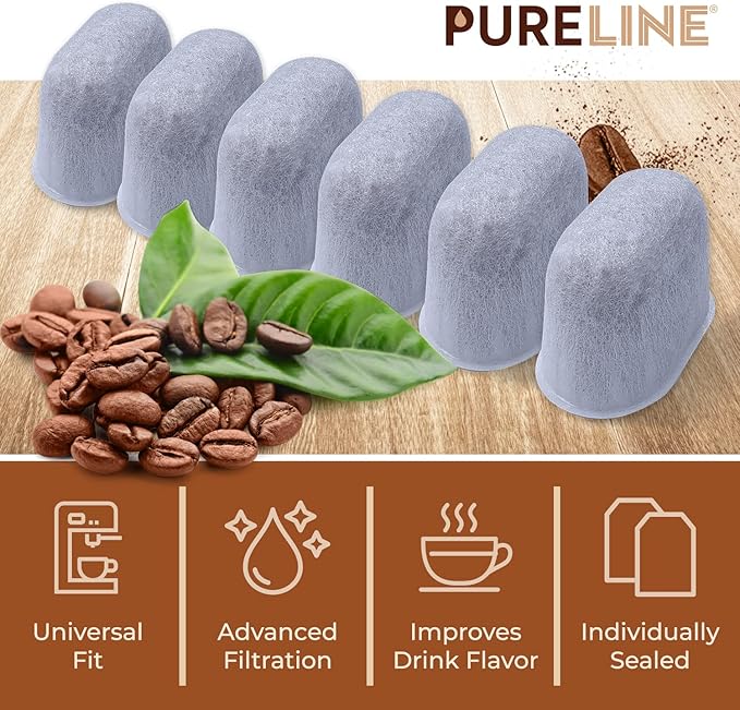 Cuisinart® Coffee Filter Replacement - 12 Pack Cuisinart® Coffee Maker Water Filter by Pureline - Charcoal Water Filter - for all Cusinart Coffee Machines