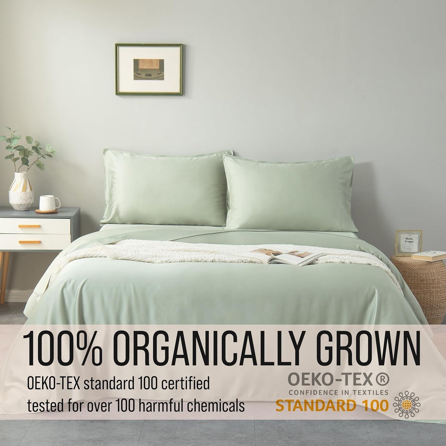 Bella Coterie Luxury Bamboo Viscose Split Top King Size Sheet Set | 100% Organically Grown | Ultra Soft | 34" Split | Cooling for Hot Sleepers | 18" Deep Pocket [Sea Glass]