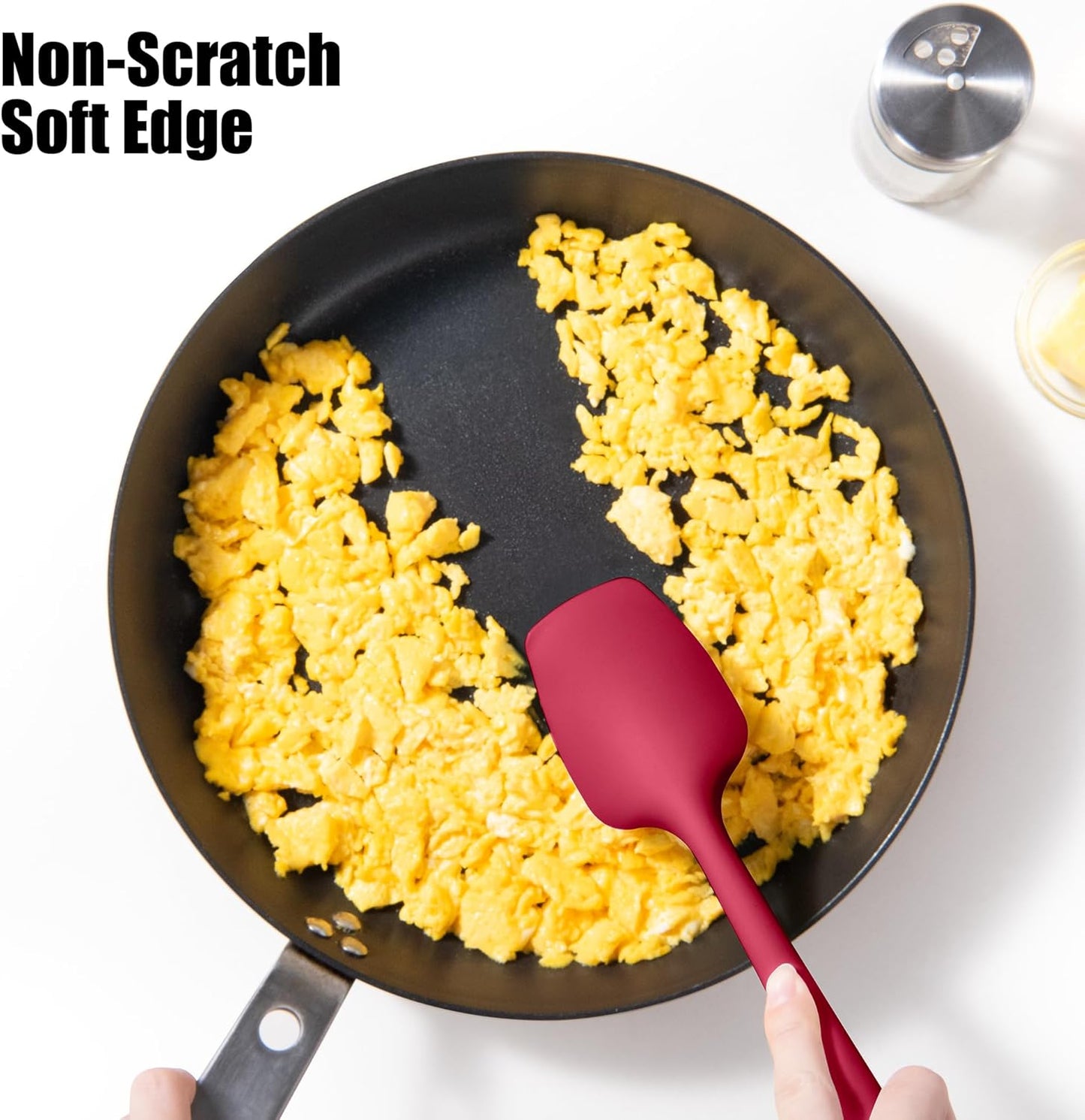 Heat Resistant Silicone Spoon Spatula, Doosu 600°F High Temp Flexible Cooking Spoons Kitchen Rubber Spoonula Scratch-Proof for Mixing Stirring Scraping Serving Non-Stick Cookware (11.4in, Red)