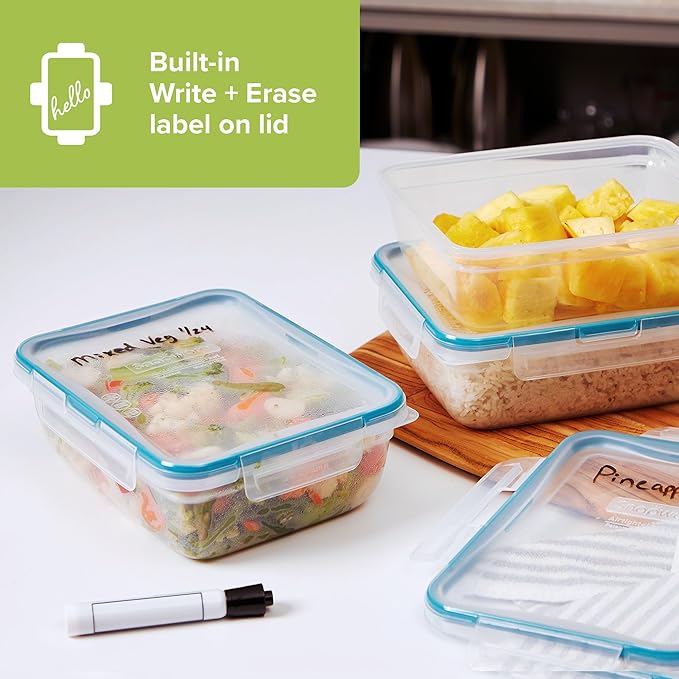 Snapware Food Storage Containers, Plastic, 8.5-Cup, Rectangular | Leakproof & Airtight | BPA-Free | Microwave & Dishwasher Safe | Pack of 6