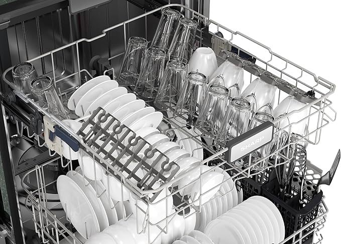 Sharp SDW6736MS 24-inch Stainless Steel Dishwasher, Third Rack, Library Quiet 47 dB, Power Wash Sprayer