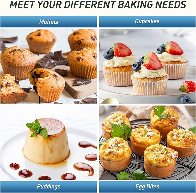 Socisen 12 Cups Silicone Muffin Pan with Metal Reinforced Frame Regular Size Cupcake Pan Tray Egg Bites Silicone Circle Cookie Molds Muffin Tin Tray Tart Pans Kitchen Baking Mold Tools for Cooking