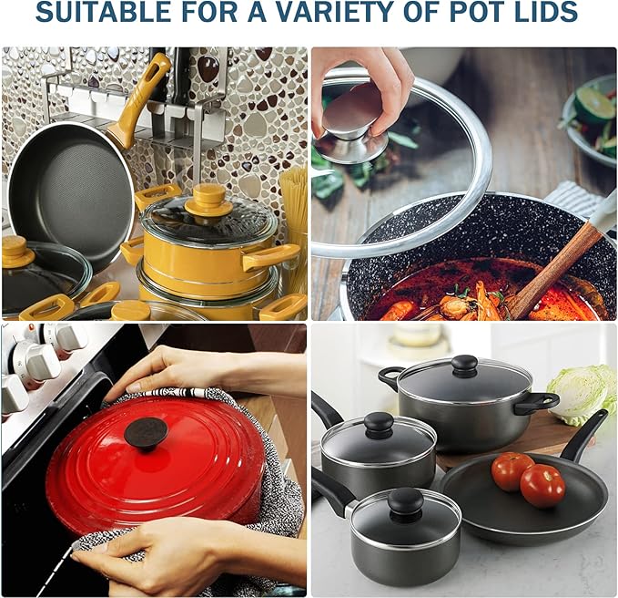 4Pcs Universal Pot Lid Top Replacement Knob,Heat Resistant and Prevent static electricity,Easy installation Kitchen Cookware Replacement Pan Lid Holding Handles. (Black)