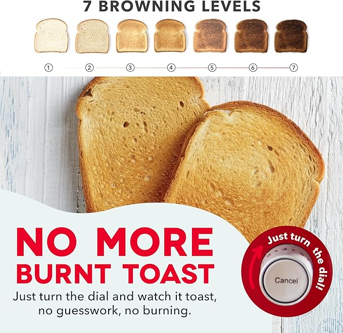 Dash Clear View Toaster - Features Large Window & Extra-Wide Slots - Auto-Shut Off Feature - Bagel Functions, & Seven-Browning Levels - 1-Touch Defrost - Red