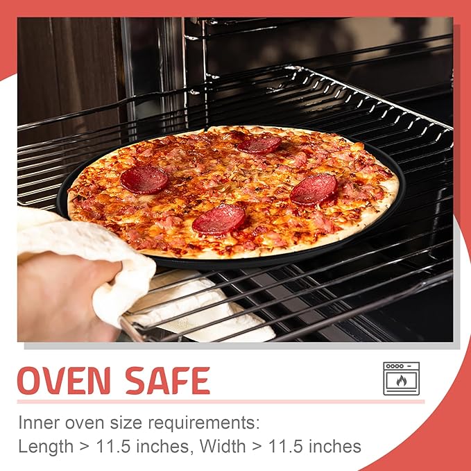 P&P CHEF Pizza Pan Set of 2, Stainless Steel Pizza Tray, Round Pizza Plate For Pie Cookie Pizza Cake, Non Toxic & Heavy Duty, Dishwasher Safe & Easy Clean, 10 Inch & Black