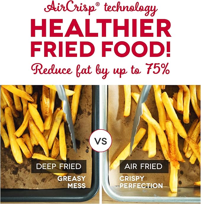 Dash Deluxe Air Fryer -Has AirCrisp® Technology - Adjustable Temperature Control & Auto Shut-Off Feature - Compact Nonstick Basket - 3 Quarts - Aqua
