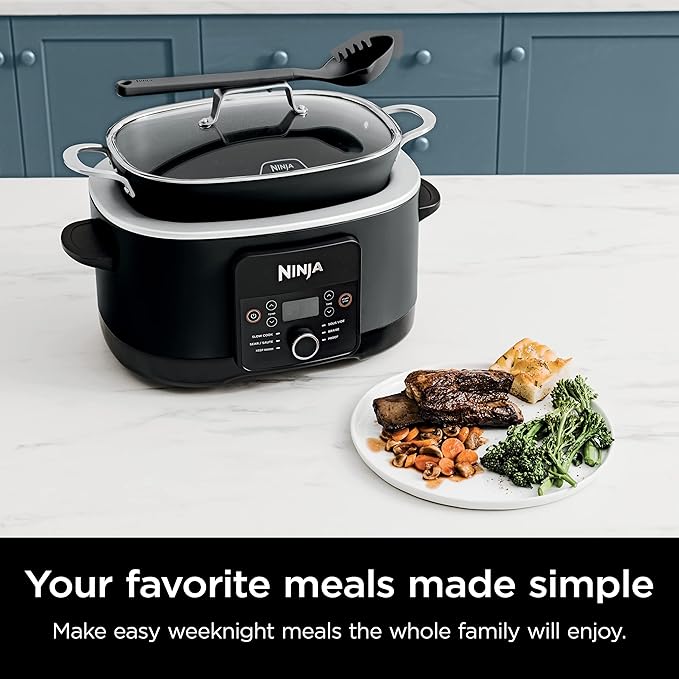Ninja® 12-in-1 PossibleCooker™ PLUS | 8.5-qt - Sous Vide & Proof Multi-Cooker | Slow Cooker, Dutch Oven & More | Glass Lid & Integrated Spoon | Nonstick | Oven Safe Pot to 500°F | Black | MC1010