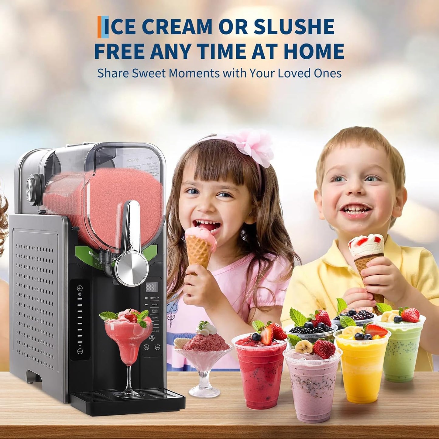 Slushie Machine 68oz, GarveeHome All-in-One Slushy Maker for Home with LED Display & Auto-Clean, No Ice Needed & One-Touch Reservation, 6 Preset Programs for Frozen Margaritas, Ice Cream & Frappés