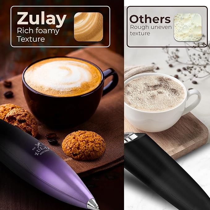 Zulay Kitchen Patented Tornado Triple Whisk Milk Frother with 4 Duracell Batteries – Handheld Foam Maker for Coffee, Lattes, Matcha & Hot Chocolate – Rich, Creamy Froth in Seconds - Galaxy