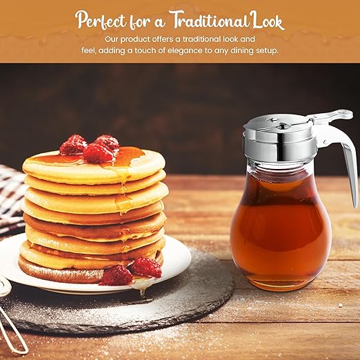 OCS Parts Syrup Dispenser with Lid and Dispensing Thumb Lever | Commercial Grade Liquid Dispensers for Home and Commercial Kitchens (2, 14 OZ)