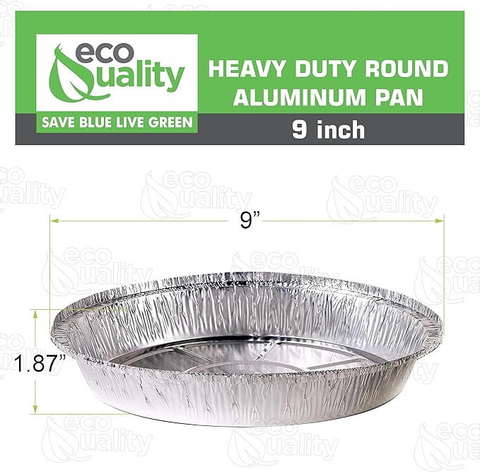 EcoQuality (500 Pack - 9 Inch Disposable Round Aluminum Foil Take-Out Pans - Disposable Tin Containers, Perfect for Baking, Cooking, Catering, Parties, Restaurants (No Lids)