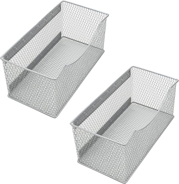 YBM Home Magnetic Basket Storage Organizer with 16 Strong Magnets for Metal Desk, Fridge, Whiteboard, and Wall Locker Accessories, Large (2-Pack)