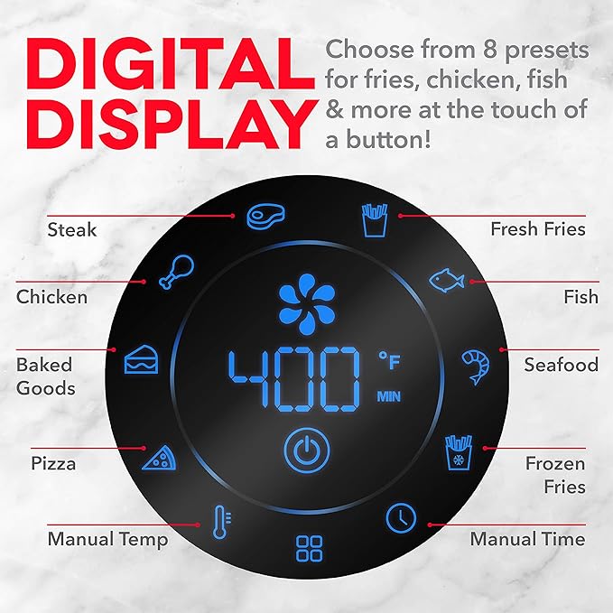 Dash AirCrisp® Pro Digital Air Fryer - Adjustable Temperature Control - Auto Shut-Off Feature & Multiple Presets - Removable Crisper Basket - 6 Quarts - Silver
