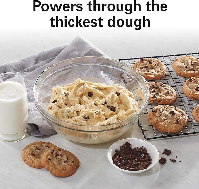 Hamilton Beach Electric Stand Mixer, 4 Quarts, Dough Hook, Flat Beater Attachments, Splash Guard 7 Speeds with Whisk, Silver