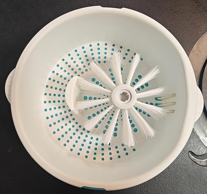 Manual Fruit and Vegetable Washer Cleaner 5L Capacity,with Spinner Brush, 30CM Fruit Washing Bowl with Strainer for Delicate Produce Strawberries, Berry, Grapes,Veggies,Potatoes,Ginger,Mushroom,Etc