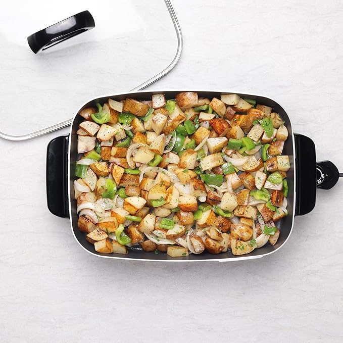 Presto 06858 16-Inch Slimline Electric Skillet with Glass Cover - Nonstick, Adjustable Temperature, Black