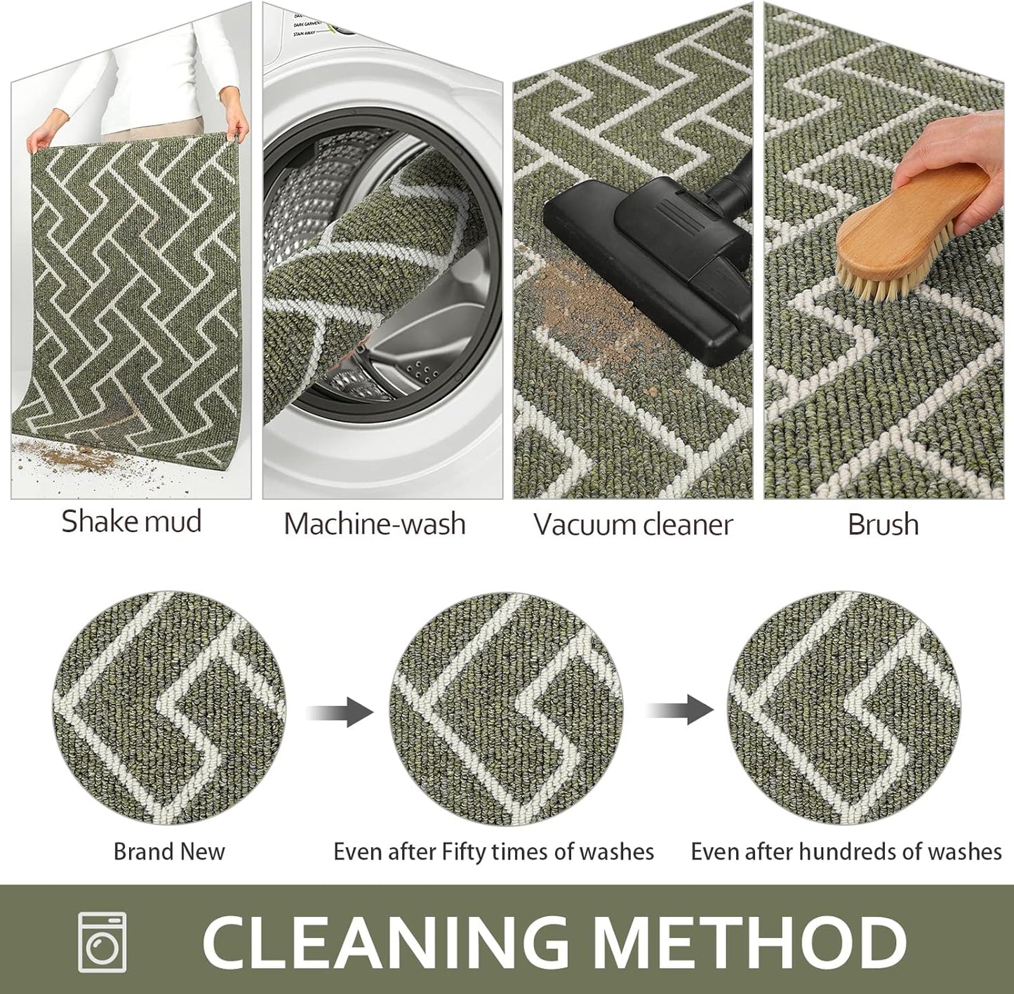 hicorfe Kitchen Rugs and Mats,Kitchen Mats for Floor,36"x59" Non Slip Runner Rug,Absorbent Resist Dirt Comfort Standing Mat Machine Washable for Entryway,Hallway,Front of Sink(Green)