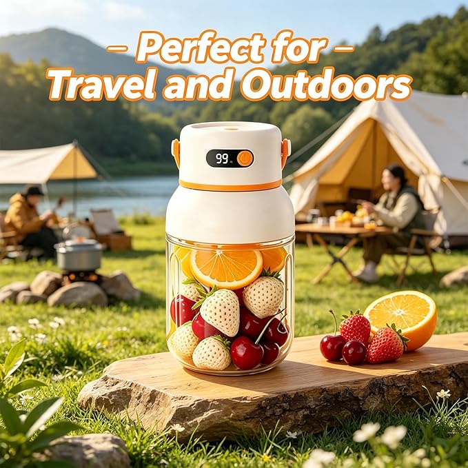Portable Electric Juicer Cup with Zero Cord Hassle, USB-C Rechargeable Personal Blender, Leakproof Personal Portable Juicer Blender for Gym, Office, Travel and Outdoors (1200ml)