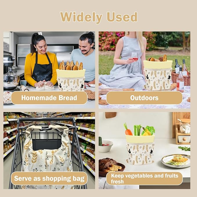 2-Pack Reusable Natural Beeswax Bread Bags for Homemade Bread, Thicker Organic Cotton Material, Freezer-Friendly for Extended Freshness, XL Portable Design, Sourdough Storage (13''x17'')