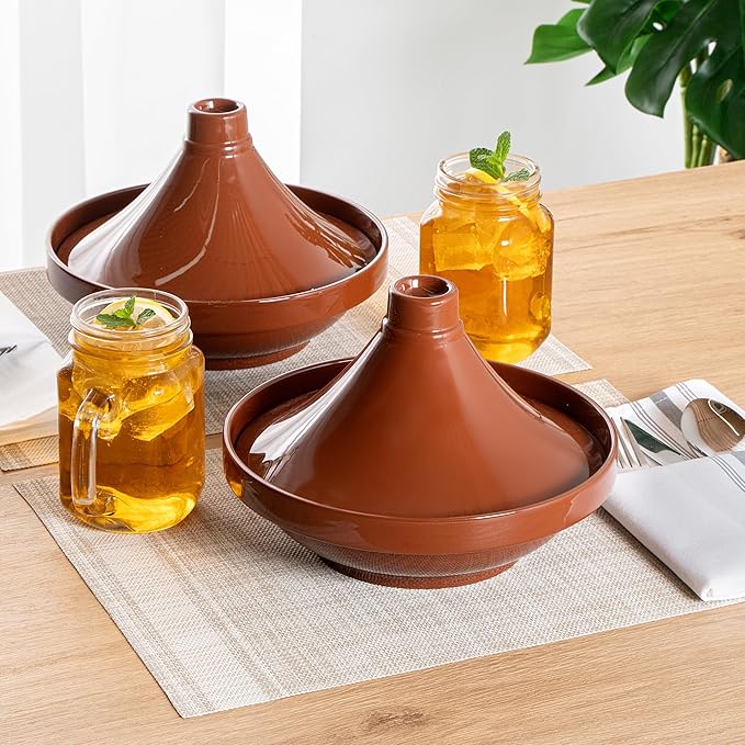 Restaurantware-Terra Tek 26 Ounce Terracotta Tagine Pot, 1 Microwavable Tagine Pot - Glazed Interior, Oven-Ready, Terracotta Serving Dish, Dishwashable, For Cooking And Serving