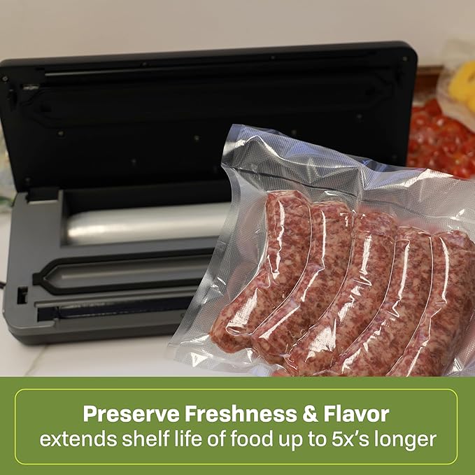 Nesco Preserve Plus Vacuum Sealer | Dry & Moist Modes | Built-in Bag Cutter & Roll Storage | 11.8" Seal Width | Includes 2 Rolls