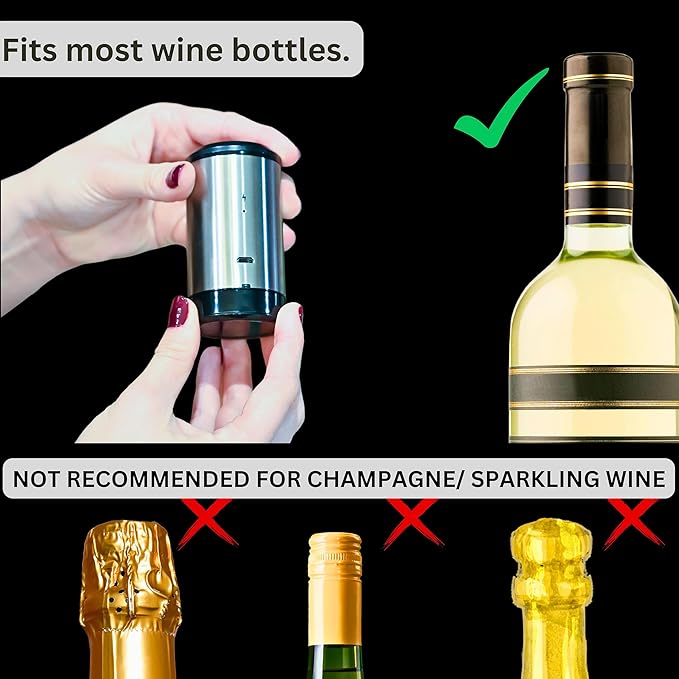 Wine Stopper, Automatic Vacuum Wine Pump, Pumps out air from bottle keeping wine fresh- great wine accessories -gift for wine enthusiast - Rechargeable Electric pump KUBEDIN