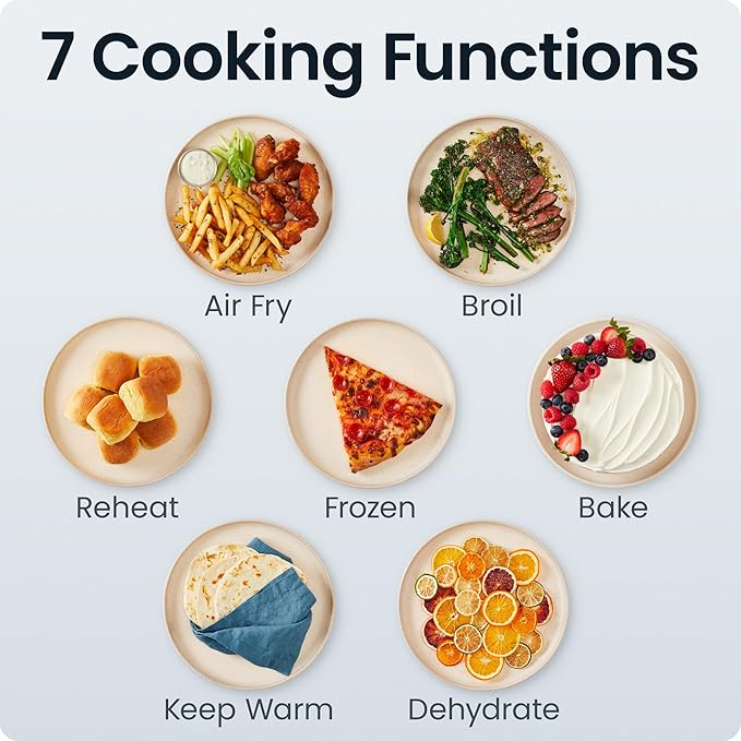 Chefman Crispinator Air Fryer 7-in-1 with 8 Qt Capacity, 450°F Max Temp & TurboFry Pro Technology for Fast, Even Results, Bake, Broil, Dehydrate, Viewing Window, Nonstick Ceramic-Coated Basket