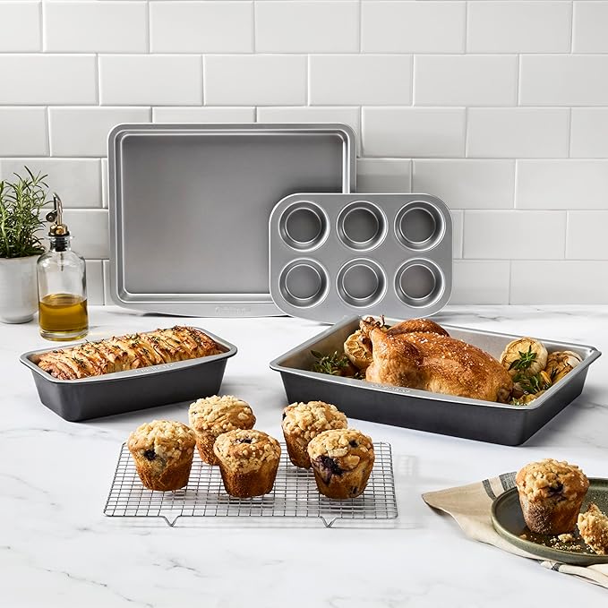 Cuisinart, 5-Piece Stackable Ceramic Nonstick Bakeware Set, MBT-5