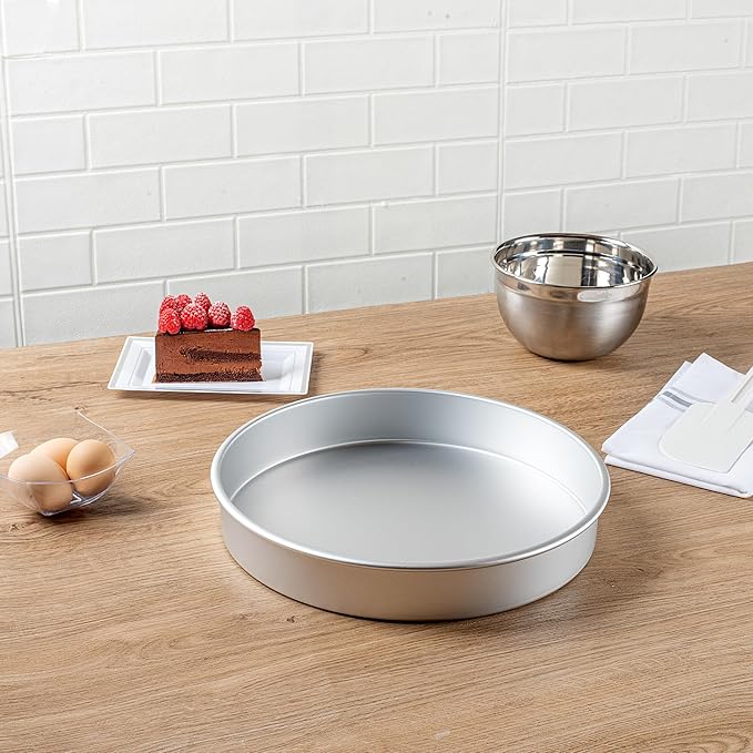 Restaurantware-Met Lux 12 x 2 Inch Straight-Sided Baking Tin, 1 Round Cake Pan - Oven-Ready, Freezable, Anodized Aluminum Round Baking Pan, Greaseproof, For Layer Birthday Cake
