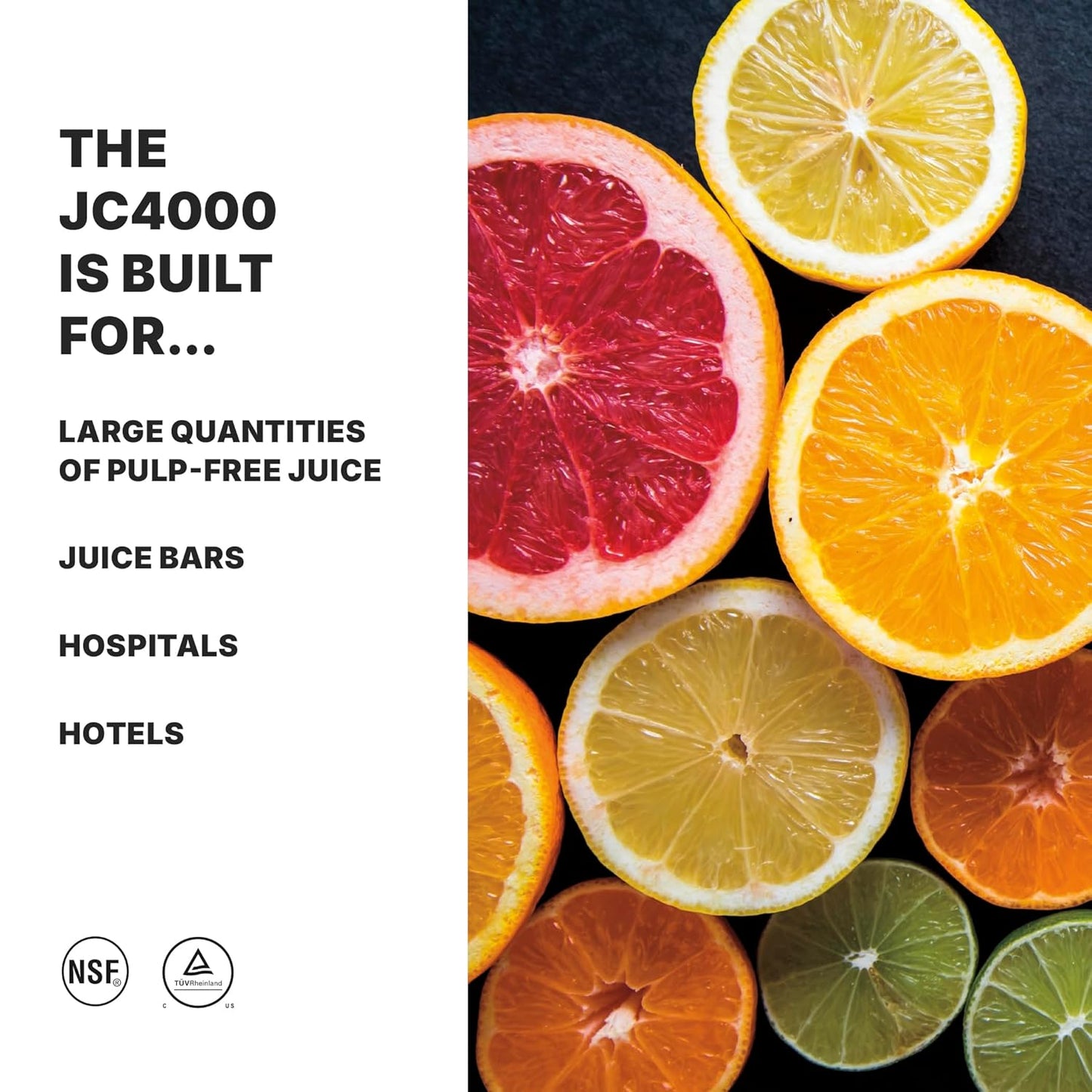 Waring Commercial JC4000 Heavy Duty Citrus Juicer with Dome, 120V, 5-15 Phase Plug, 10 x 10 x 19.5 inches, White