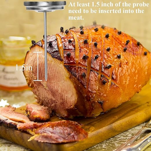 2 Pieces Meat Thermometer for Roaster Oven, Food Thermometer for House Cooking,Large 2.12-Inch Easy-Read Face, Oven Safe Leave in,Stainless Steel Stem Silver