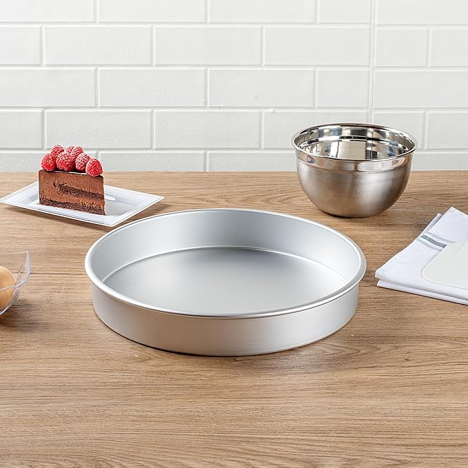 Restaurantware-Met Lux 12 x 2 Inch Straight-Sided Baking Tin, 1 Round Cake Pan - Oven-Ready, Freezable, Anodized Aluminum Round Baking Pan, Greaseproof, For Layer Birthday Cake