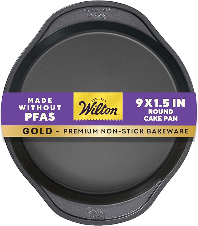 Wilton Gold Premium Non-Stick Warp-Resistant Bakeware, Made without PFAs, Round Cake Pan, 9 x 1.5 in, Packaging May Vary