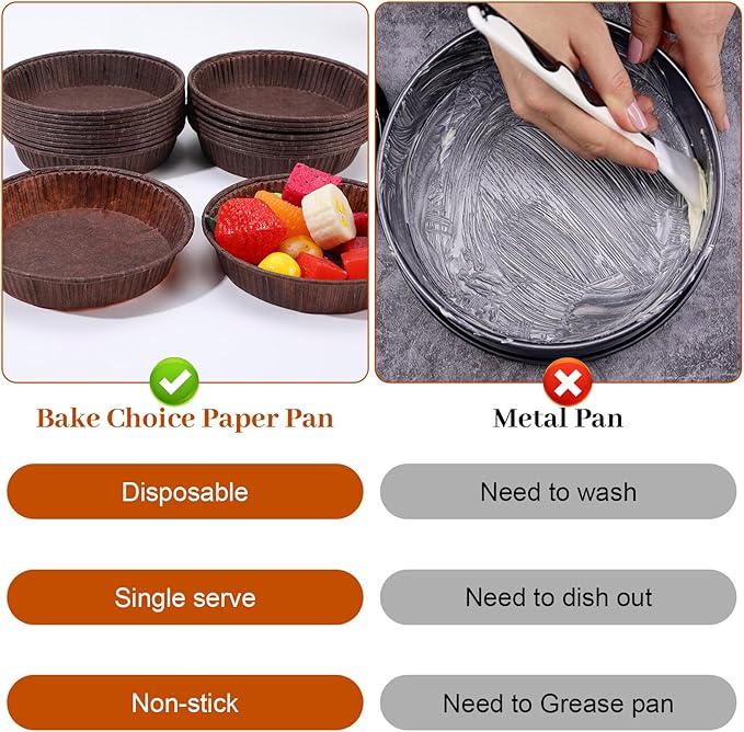 200PCS Paper Mini Tart Pans for Baking, Mini Pie Tins 4Inch Small Pie Pans, Non-stick, Disposable Quiche Baking Dish, Oven Safe, Microwave Safe
