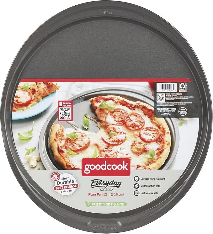 GoodCook Everyday Nonstick Steel Pizza Pan, 12", Gray