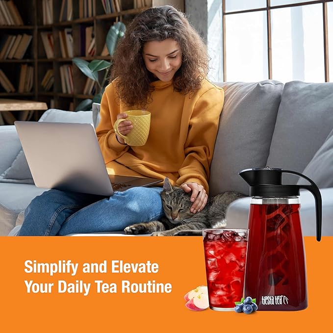 Tiesta Tea - Loose Leaf Iced Tea Pitcher, BPA-Free Tritan Plastic, Includes Multipurpose Nylon Mesh Infuser, Brew Hot & Cold, Leak-Proof Twist-On Lid, Dishwasher Safe, 1/2 Gallon Capacity