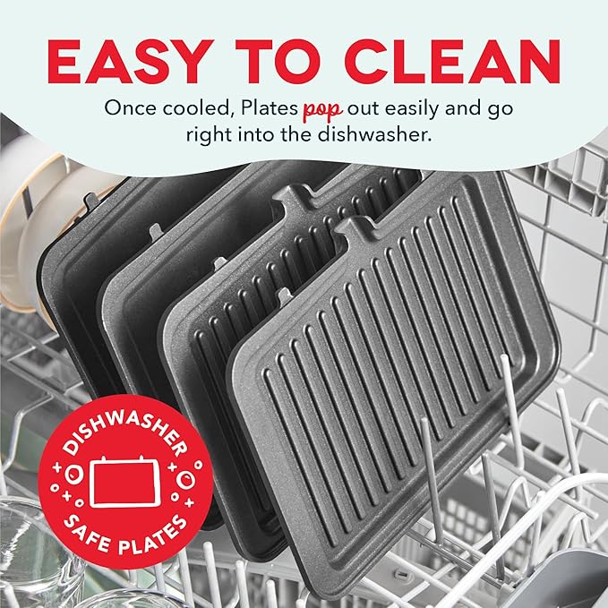Dash MultiMaker Flex Press Grill System, Grill and Waffle - Nonstick Removable Plates - indoor Countertop Electric Grill for Sandwiches, Burgers, and Breakfast - Graphite