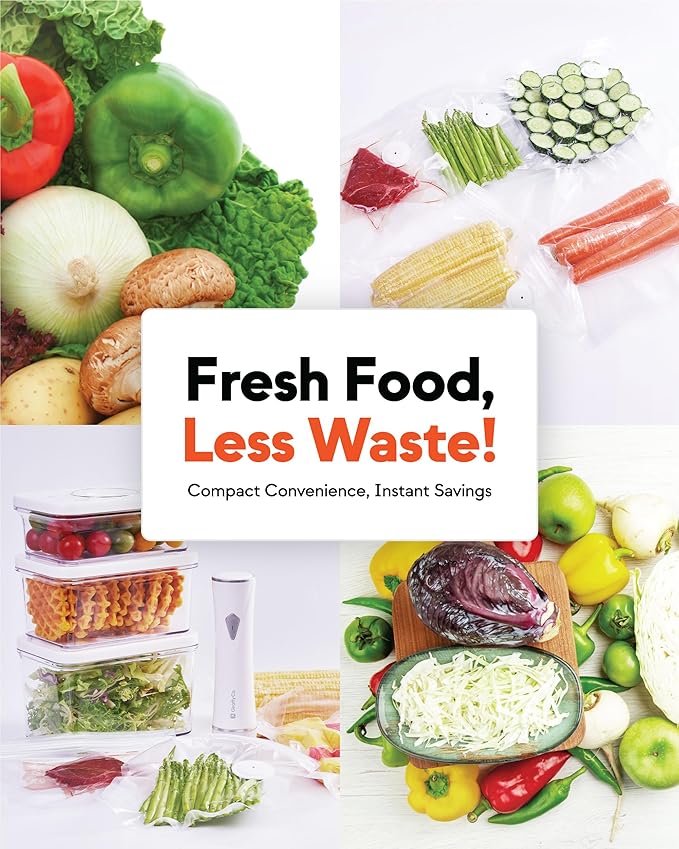 Reusable Vacuum Sealer Bags for Food, XL 10 Pack (33 x 38 cm / 13 x 15 in) – BPA‐Free, Leak‐Proof Zip Bags with Air Valve, Freezer & Sous Vide Safe, Works with Handheld Sealers
