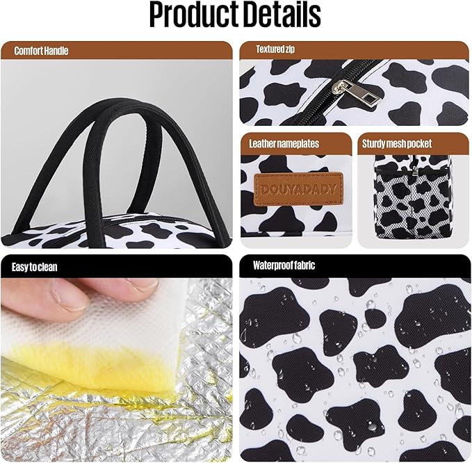douyadady Lunch Bag Women/Men Lunch Box Women/Men (cow)