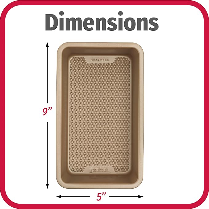GoodCook BestBake Nonstick Textured Carbon Steel Loaf Pan, 9" x 5", Bronze (Pack of 2)