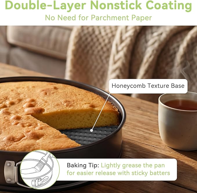 USLAI Springform Pan, 4/6/7/8/9/10 Inch Nonstick Cheesecake Pan with Removable Bottom, Easy to Clean, Ideal for Baking Cakes, Pies and Quiches - 9 Inch
