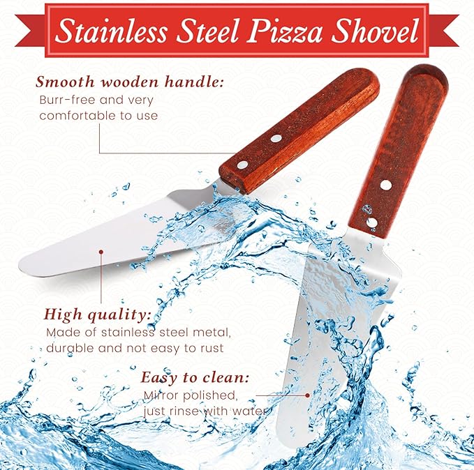 12 Pcs Pizza Stand Set: 4 Metal Stands, 4 Pizza Pans, 4 Spatulas for Weddings, Party(Silver,Square)