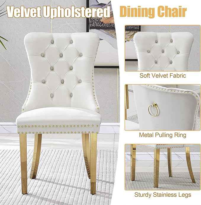 7 Piece Glass Dining Table Set for 6, 63" Modern Kitchen Table with 6 White Velvet Chairs, Tempered Glass Tabletop with Black X-Shaped MDF Base, Modern Dining Room Set for Kitchen and Dining Room