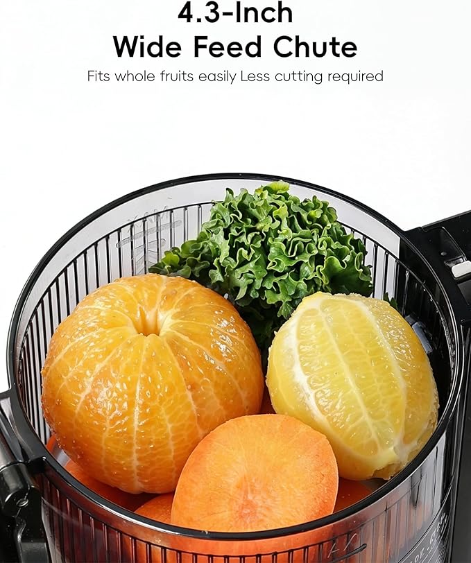 FORLIM High-Yield Cold Press Juicer, Easy to Clean, Powerful Juicer Machines with Large Feed Chute for Whole Vegetables and Fruits, Self Feeding (Black)