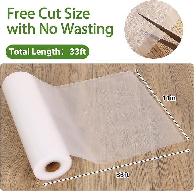 Moretoes Vacuum Sealer Bags, 3 Rolls 11" x 33' Food Vac Bags for Food Storage Saver, Commercial Grade Bag Rolls, BPA Free, Customized Size Bag for Sous Vide Cooking or Meal Prep