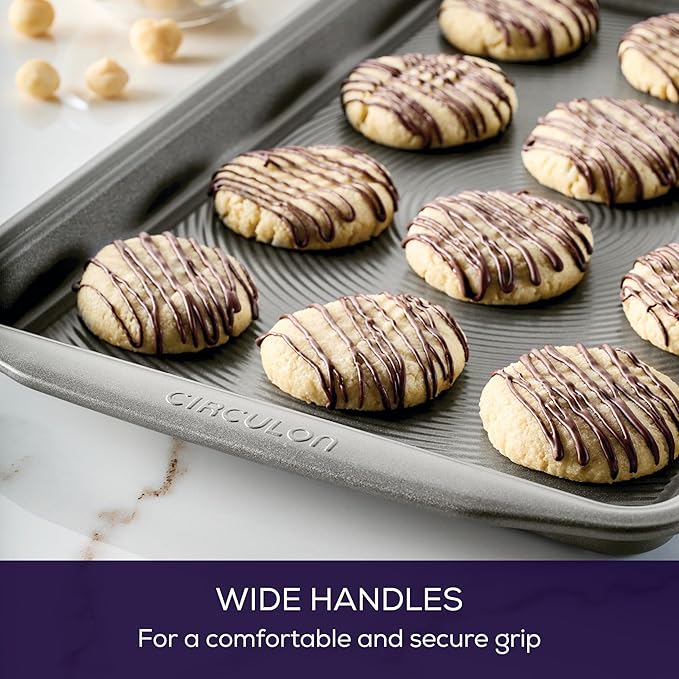 Circulon Bakeware Nonstick Cookie Pan Set, Cookie Sheets for Baking, 2-Piece, Gray