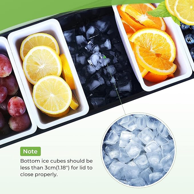 Fruit, Veggie & Condiment Caddy with Lid Dispenser Tray Garnish Station for Bartending & Serving Taco (2, 4 Compartment)