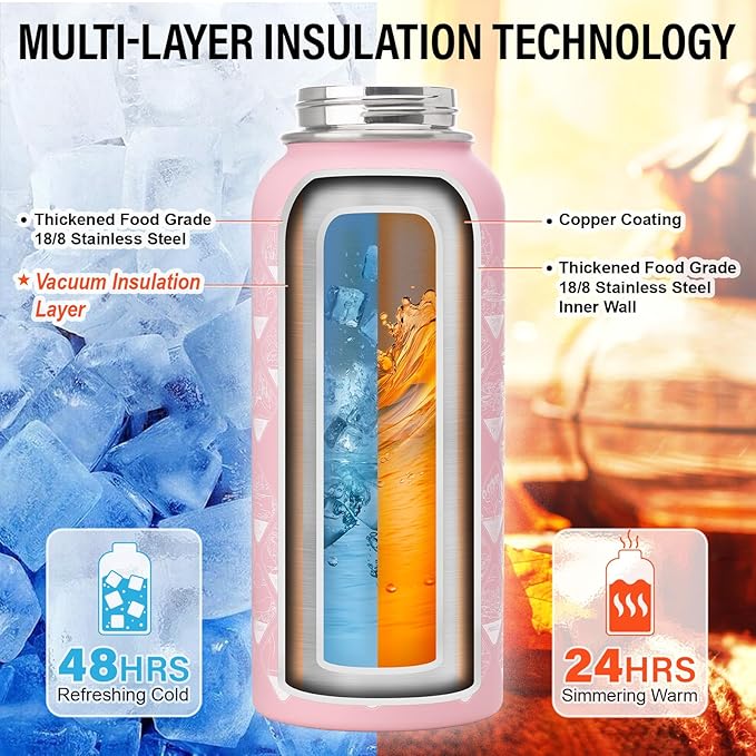 DYSANKY National Parks Water Bottle – 32 oz Insulated Stainless Steel Bottle with 63 Hand-Drawn Park Stickers, Carrier Bag, Strap & Gift Box – BPA-Free – Ideal for Hiking, Camping & Travel