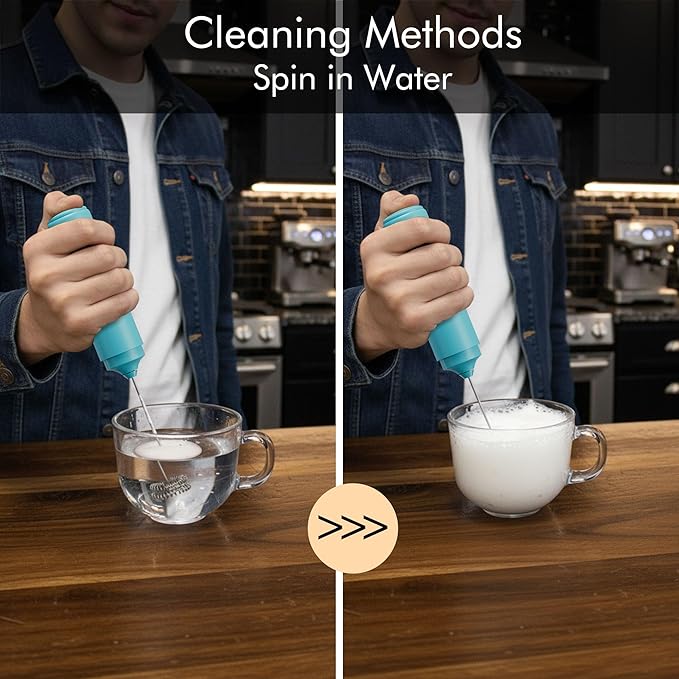 Rechargeable Milk Frother Handheld, 2-IN-1 Dual Spring Whisk Electric Frother Wand for Cappuccino Latte Macchiato, Portable Drink Mixer for Coffee, Matcha, Hot Chocolate