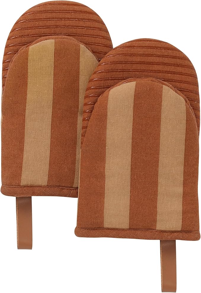 Folkulture Oven Mitts - Set of 2 (5.75"x9") | Oven Mitts with Hanging Loop for Cooking Gifts for Women, Kitchen Decor| 100% Cotton, Silicone Heat Resistant Mini Mitts for Mom